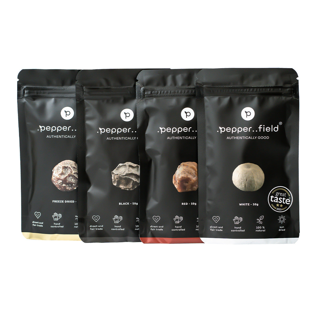 Kampot  pepper - black, red and white + green lyophilized (4x50g)
