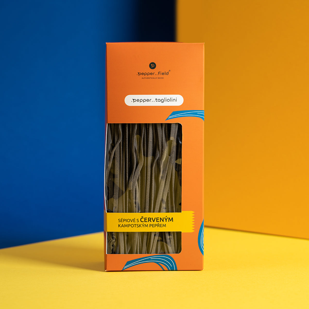 Premiové sépiové těstoviny .pepper..tagliolini s červeným Kampotským pepřem