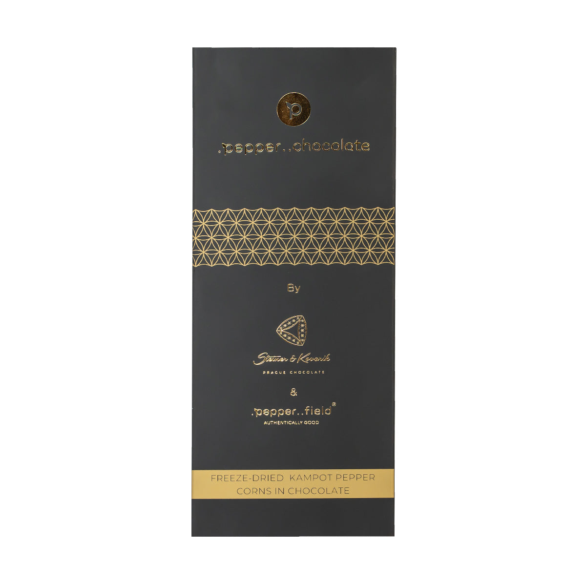 Gold Chocolate Dražé with a lyophilized Kampot M pepper - .Pepper..Chacolate